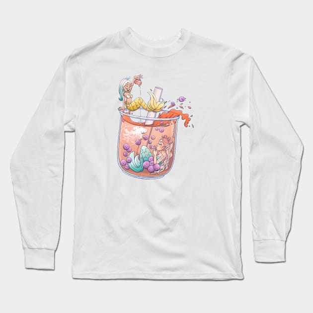 Boba mermaid Long Sleeve T-Shirt by Miikoluna